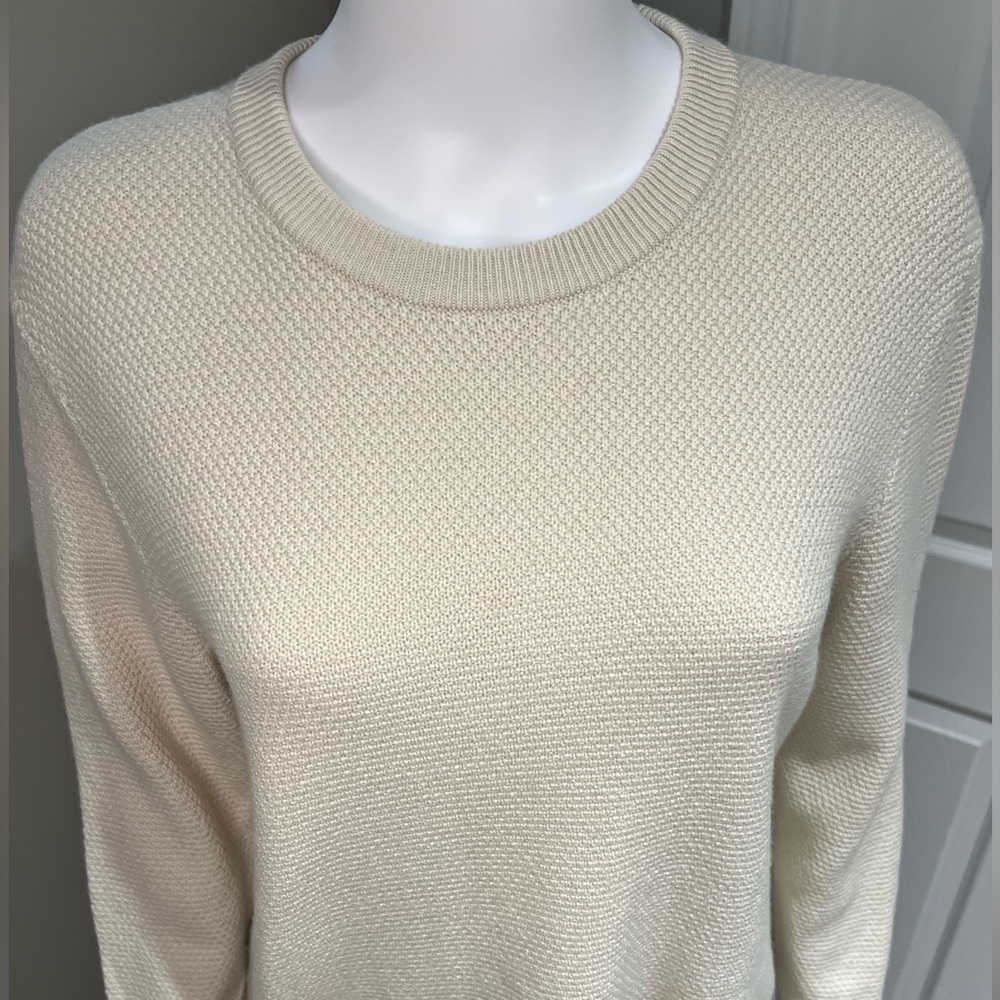 SANDRO. EUC. Quiet Luxury. Beautiful Longsleeve waffle knit sweater. Oatmeal. M. - Picture 6 of 13
